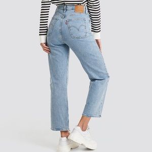 levi’s ribcage straight denim blue jeans size 24